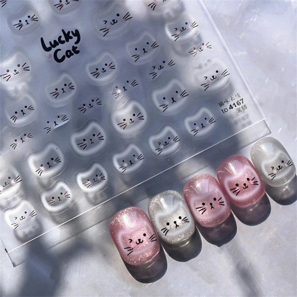 Nail Art Orange - Beyaz Halo Boyalı Kedi Yüzü Bardak