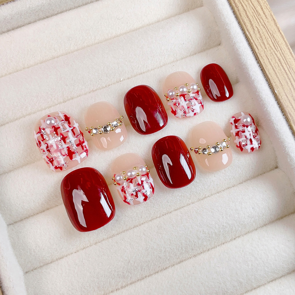 Nail Art Press On - 10 adet Kısa Kare Yuvarlak El